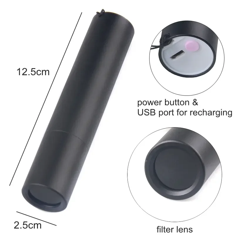 UV 5 Вт встроенный аккумулятор 18650 USB УФ-лазерная указка. Мощный ультрафиолетовый фонарик 365 нм с алюминиевым фонариком с фильтром (art.: 3920d19d402ff) - 3920d19d402ff