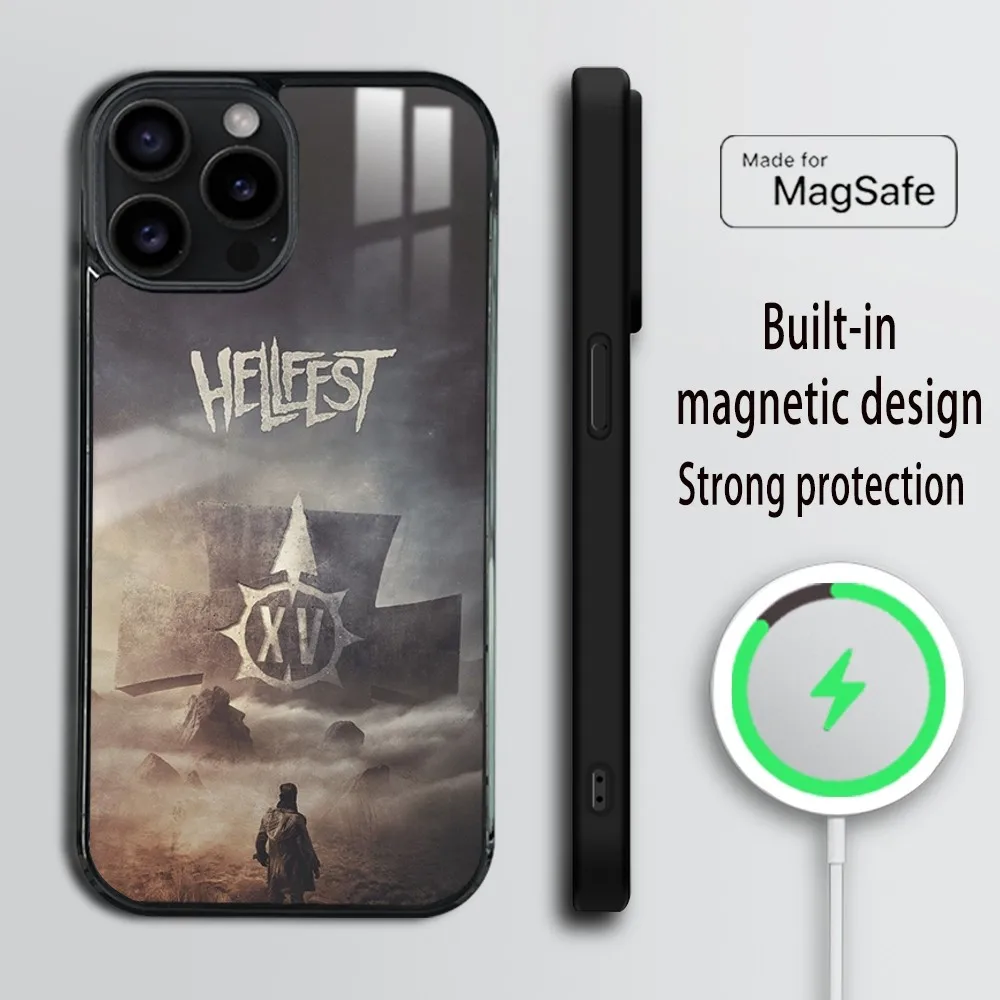 Music festival Hellfest Phone Case For iPhone 16 15 14 13 12 11 Pro Max Plus Mini Magsafe Mirror Wireless Magnetic Cover