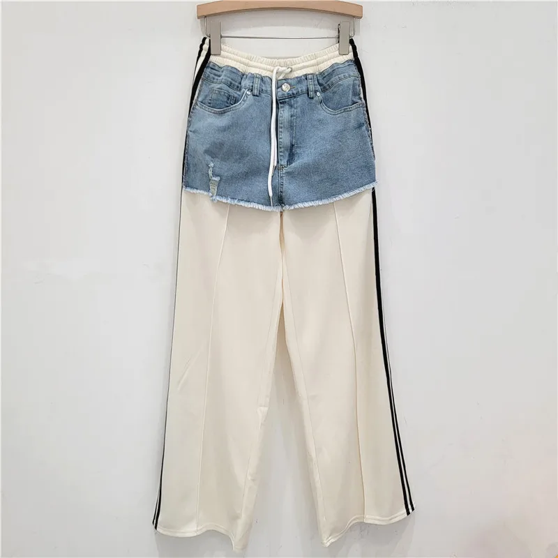 Женские свободные брюки в Корейском стиле повседневные мешковатые синие джинсы