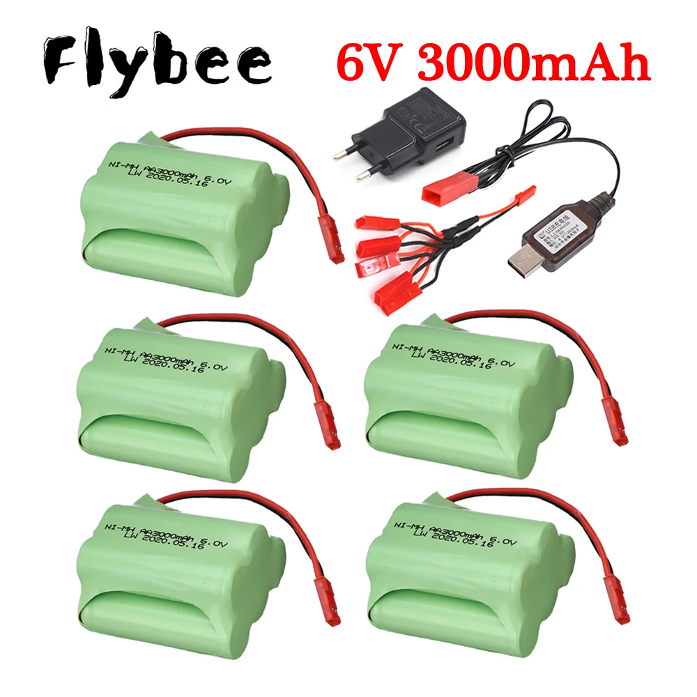 6V 3000mah NiMH Battery For Rc toys Cars RC Tanks RC Trucks Robots Boats Guns toy model JST Plug AA 6V Rechargeable Battery Pack