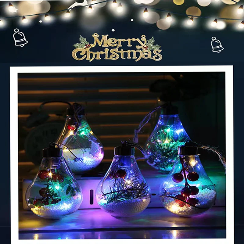 

Хит продаж, светодиодный прозрачный пластиковый Рождественский шар, Рождественская елка, имитация светильник почки, украшение, подвеска, рождественские украшения