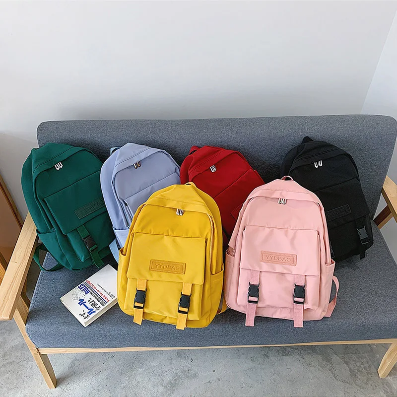 

Simple Girl Backpack Campus High School Students Korean Version Solid Color School Bag Travel Outing Fashion Backpack For Woman