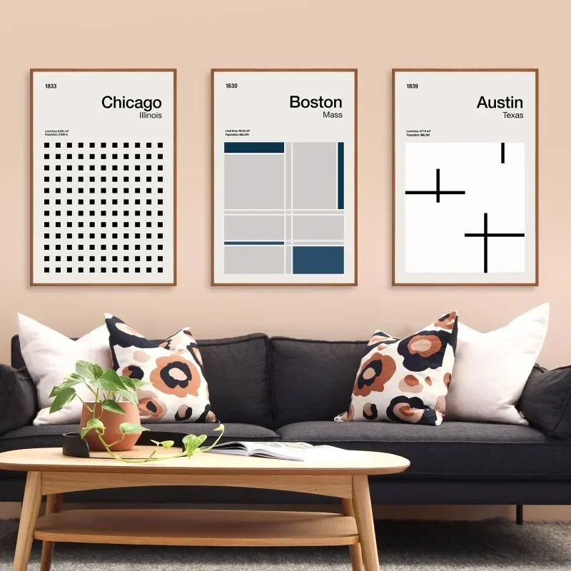 Абстрактный городской минималистический постер для путешествий принты среднего