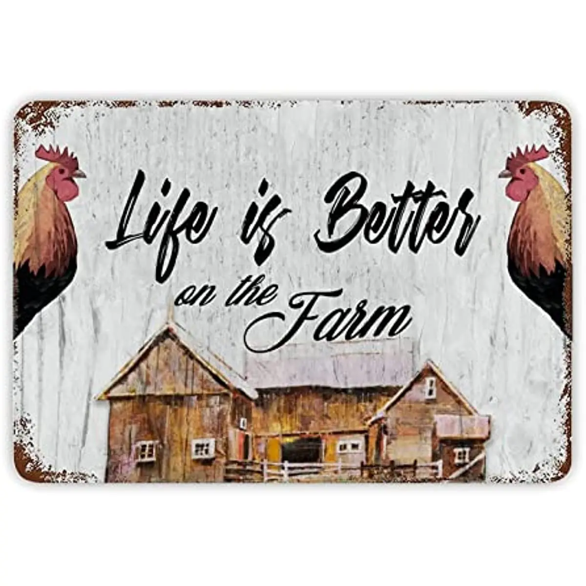 

Rooster Barn Tin Plaque Funny Animals Paintings Metal Sign Rust Personalized Chic Sign Watercolor Painting Poster with Pre