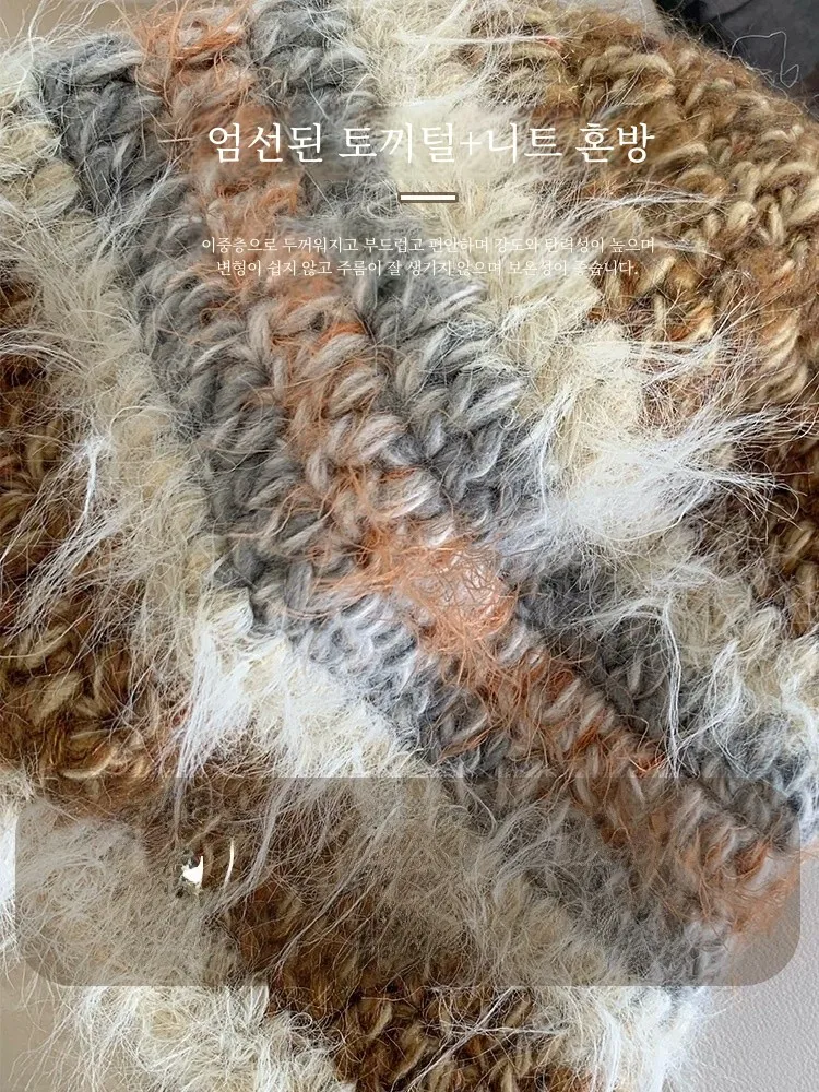 Atmosphere ~ Winter Rabbit fur Woolen Cap Women Warm Cold-Proof Earmuff Big Head Circumference Knitted Hat Make Your Face Loo...