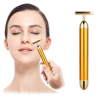 24k gold vibration facial slimming face beauty bar pulse firming face roller massager lift skin tightening wrinkle stick