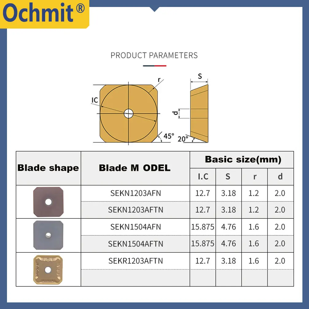 Набор режущих инструментов из карбида Ochmit SEKN 1203 1504 SEKR 10 шт.