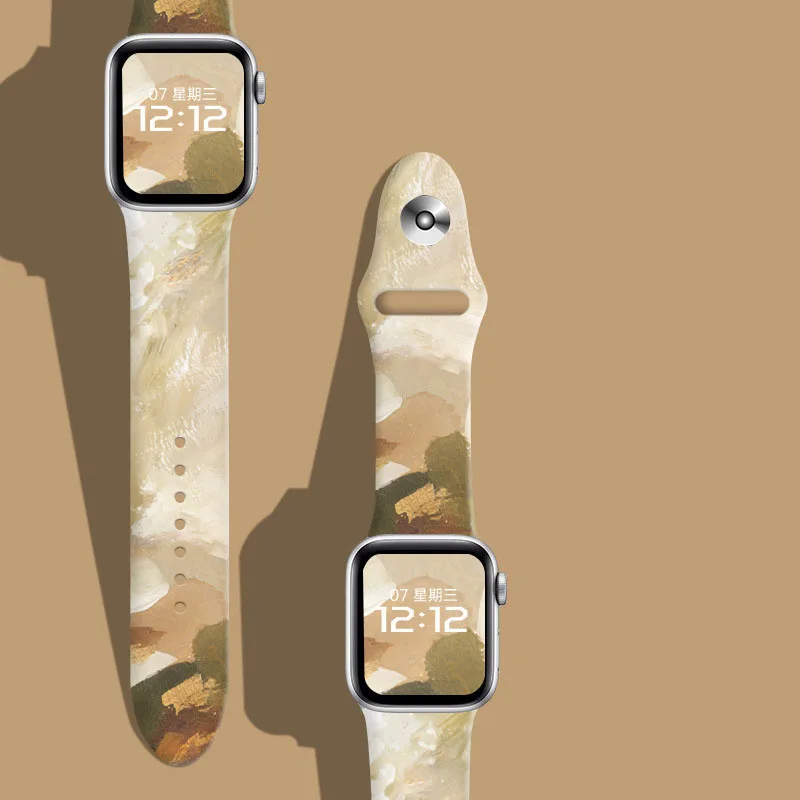 

Fashion Strap For Apple Watch Band 45mm 41mm 31mm 42 mm Printing Silicone Bracelet iWatch 7 6 SE 5 4 3 se Accessories 40mm 44mm
