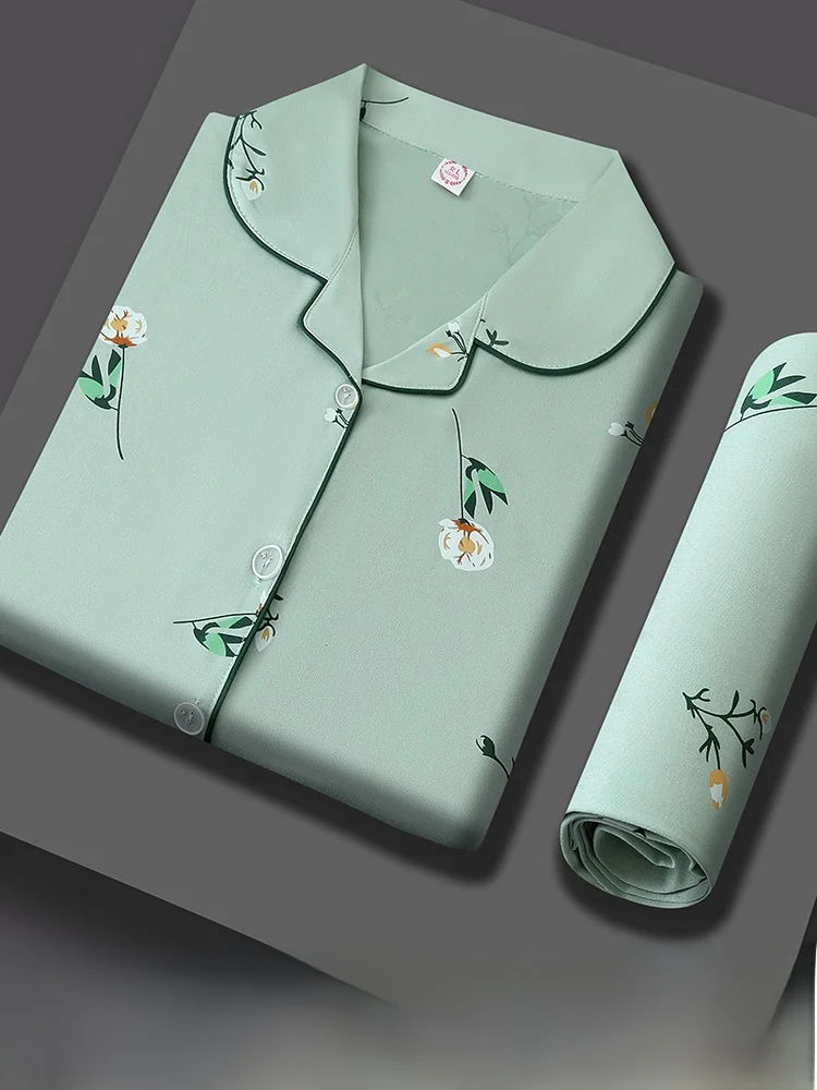 Пижамы из чистого хлопка Женские весенне-осенние комплекты домашней одежды с