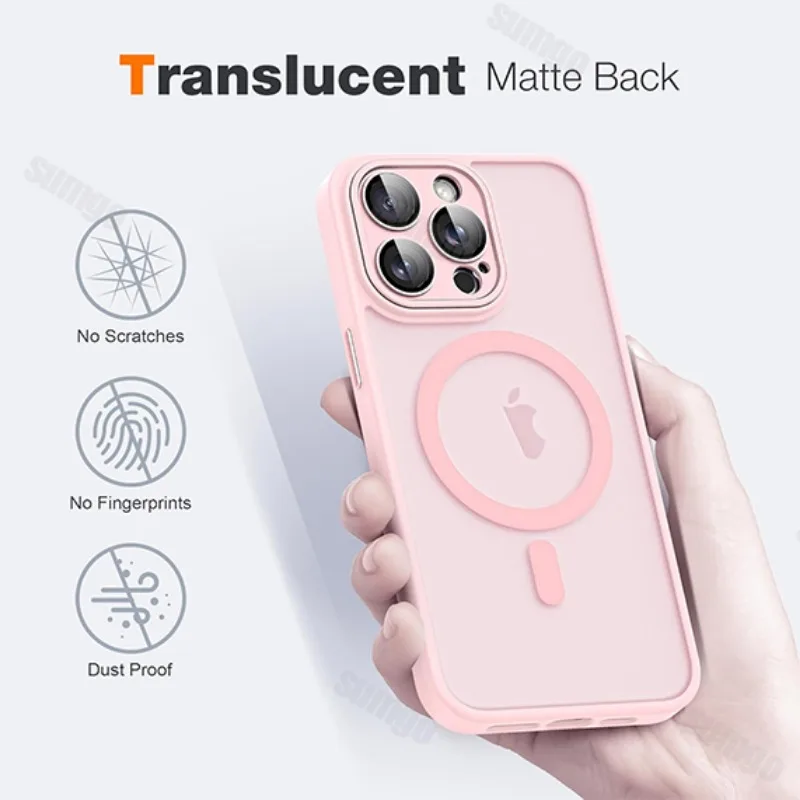 Матовый полупрозрачный 16-розовый противоударный чехол для телефона iPhone 16 15 14 13 12