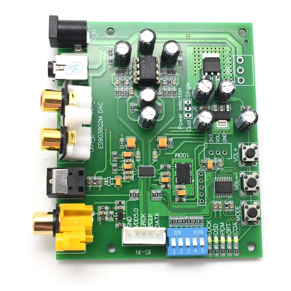 DLHiFi ES9038Q2M I2S IIS DSD коаксиальное волокно SPDIF цифровой аудио DAC декодер плата 32 бит 384k