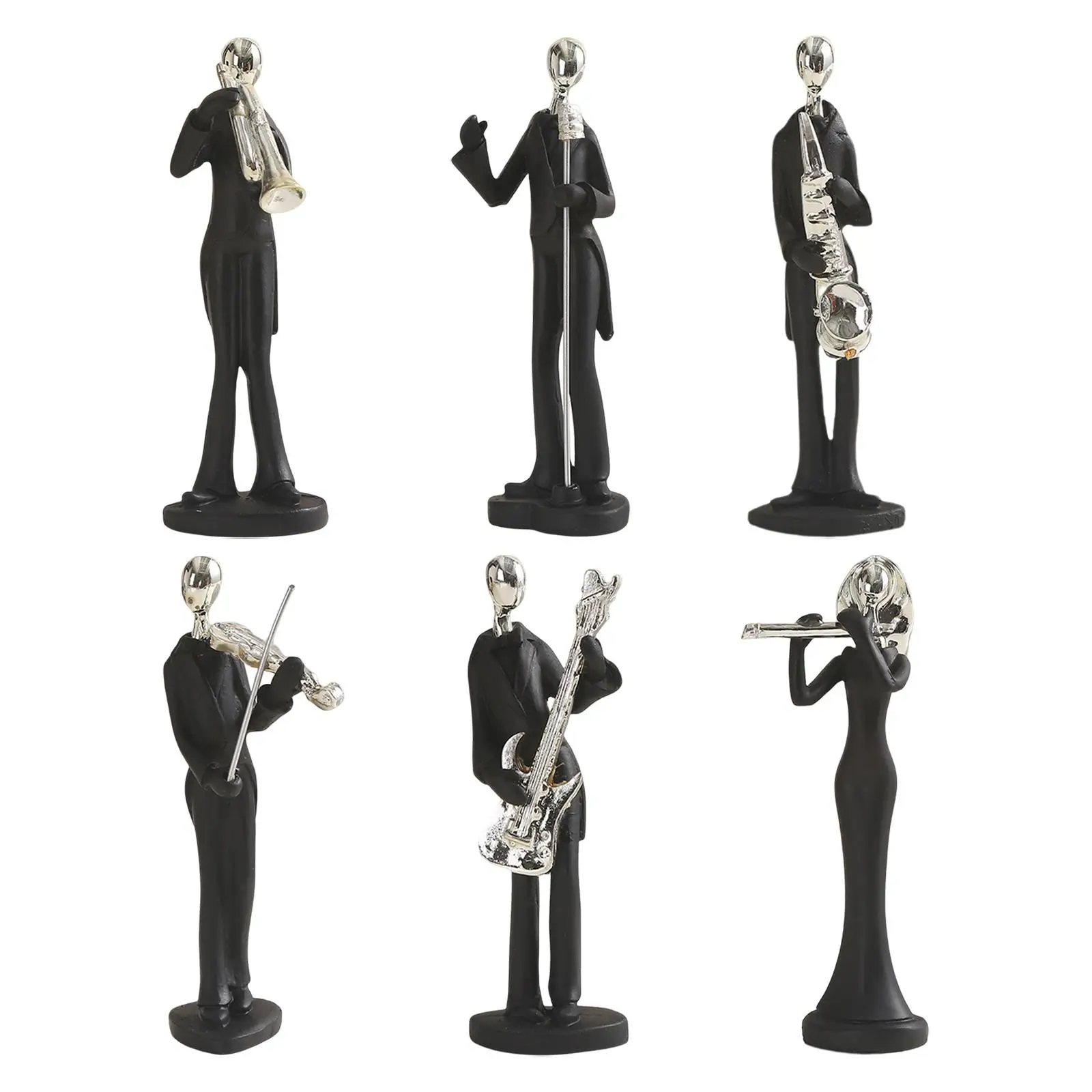 

6x Musician Player Statue Guitar Player Statue Sculpture for Desktop Decor