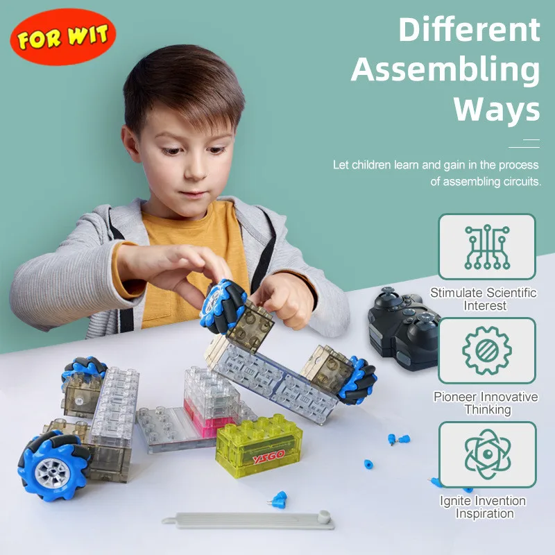 

Remote Controlled Lunar Car Experiment Sets, Child Assembling R/C Lunar Rover Blocks Toy, Boys and Girls Gifts Toys Play Happily