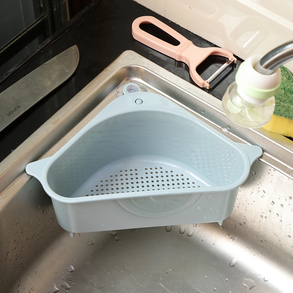 

Triangular Sink Drain Shelf Kitchen Rack Multifunctional Storage Holders Sucker Kitchen Drain Holder Sink Shelf Tools