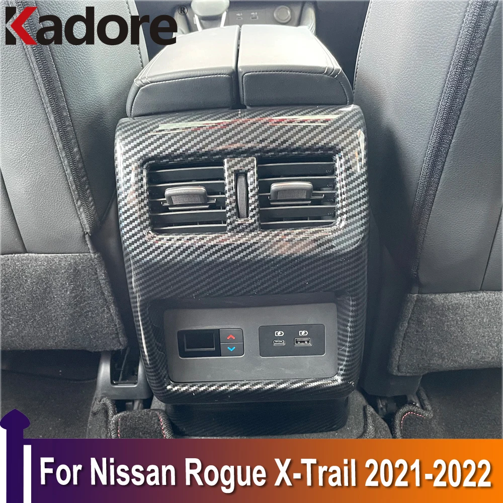 

For Nissan Rogue X-trail 2021 2022 Car Interior Accessories Armrest Rear Air Conditonnal Vent Cover Trim AC Outlet Panel frame