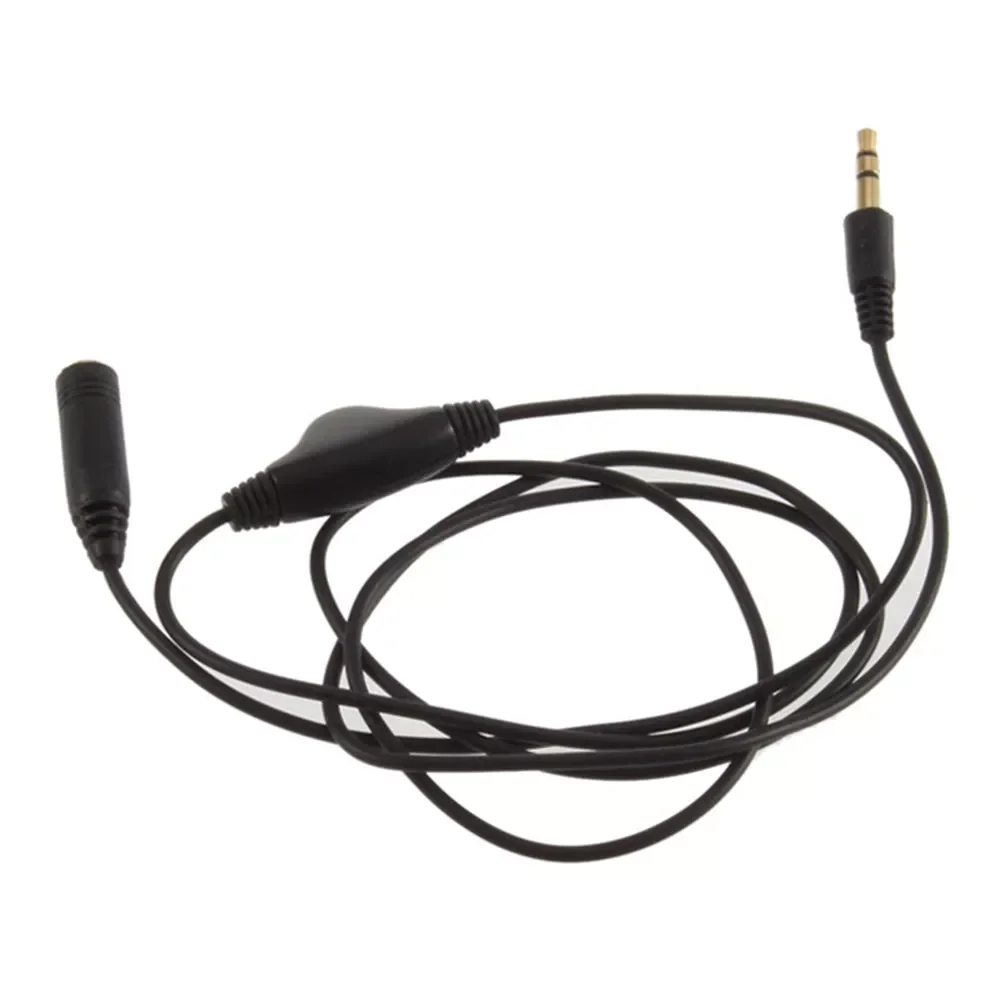 

3.5mm Cumputer Black Male To Female Headphone Extension Cable Connection Stereo Tunning Portable Volume Control Speaker MP3 MP4