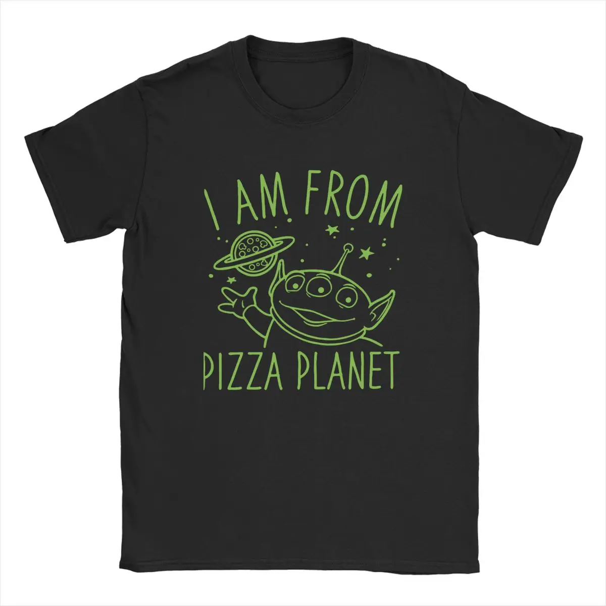 

Disney Toy Story Alien Pizza Planet Men's T Shirt Casual Tees Short Sleeve Crewneck T-Shirt 100% Cotton Printed Clothing