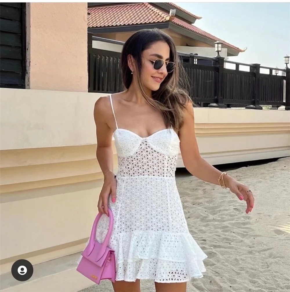 

Женское Короткое платье на бретельках, многослойное декоративное платье без рукавов с вырезами и высокой талией, 2022