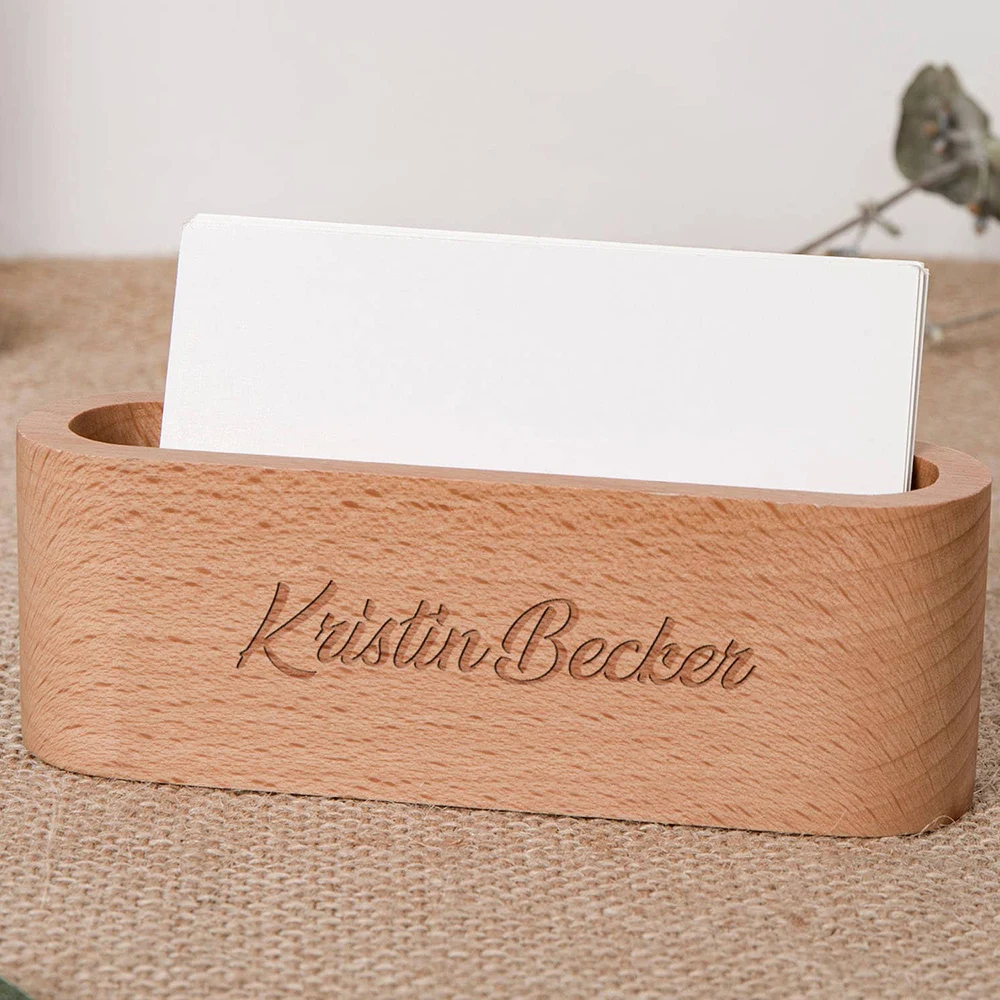 

Personalized Custom Men's Business Card Holder Wooden Engraving Name Exclusive Storage Box Groomsman Party Gift