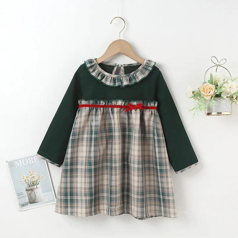 

2022 Autumn New Girl Dress Little Girl Long-sleeved Princess Dress Baby Fashion Plaid Two-piece Dress Princess Dress for Girls