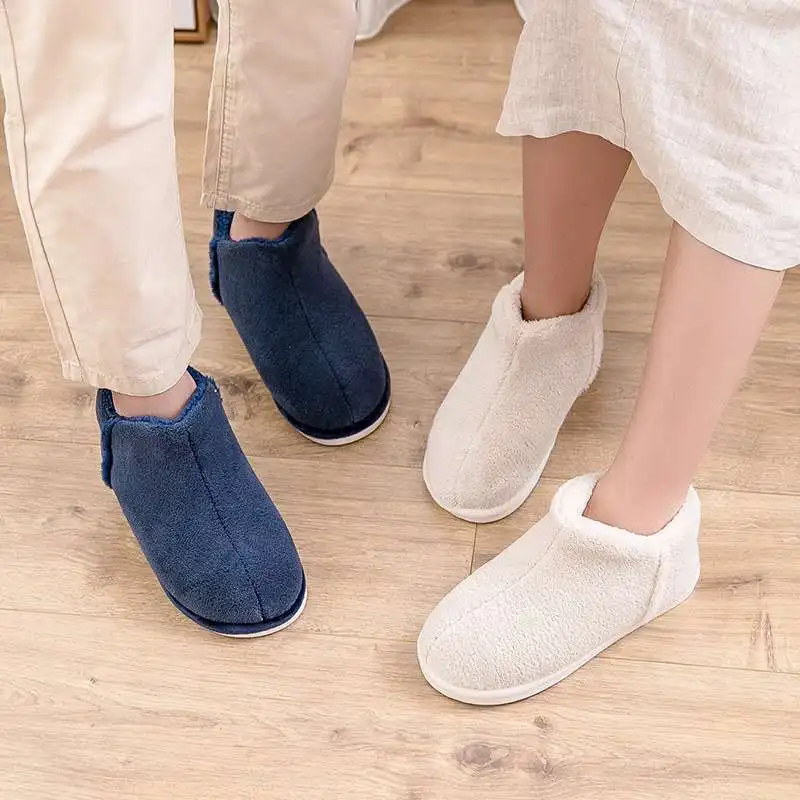 Warm Plush Winter Shoes Women Men Indoor Slippers Anti-slip Soft Fur Lovers Home Floor Cotton Slipper Female House Shoes