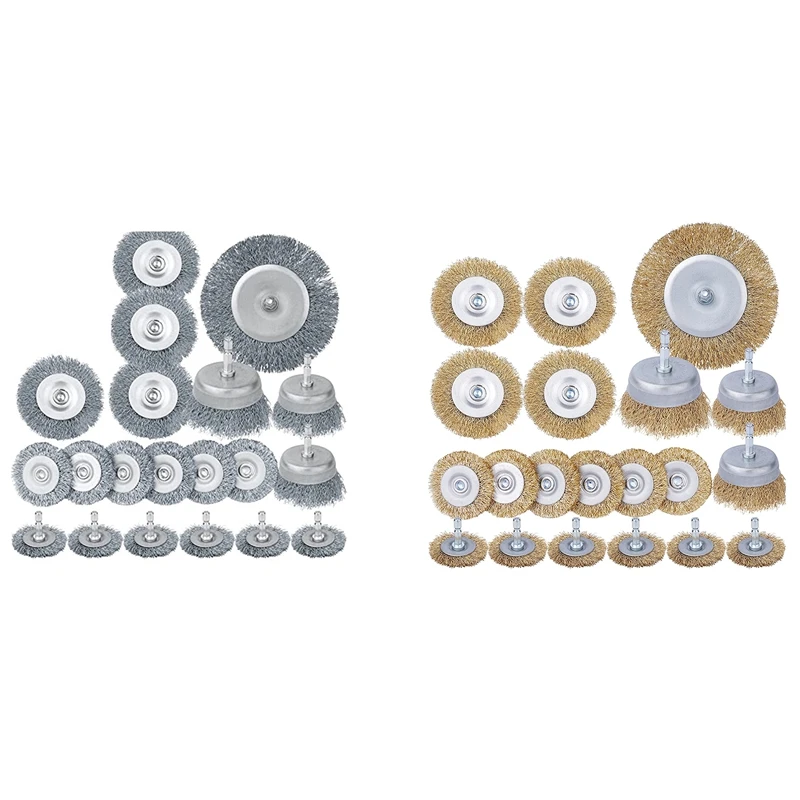 

Wire Wheel Cup Brush Set,Coarse Crimping Carbon Steel, Brass Coated Wire Brush Wheel And Cup Brush Set,1/4 Inch Handle