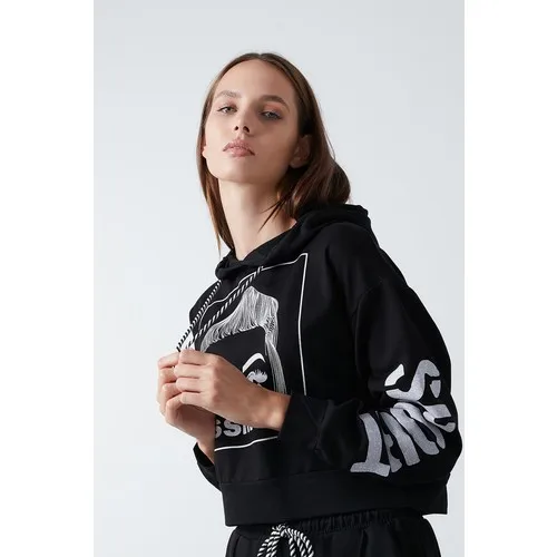 

Черная укороченная толстовка с капюшоном, свитшот для мужчин, мальчиков и девочек, модная осенне-зимняя флисовая толстовка в стиле хип-хоп, ...