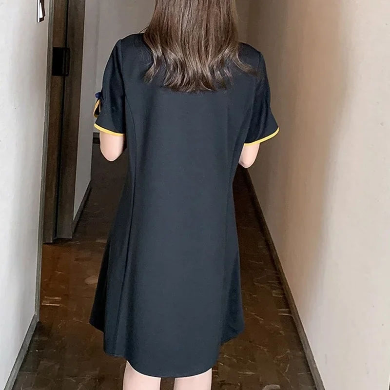 Черное Восточное короткое платье чонсам китайское халат Ципао винтажная Женская