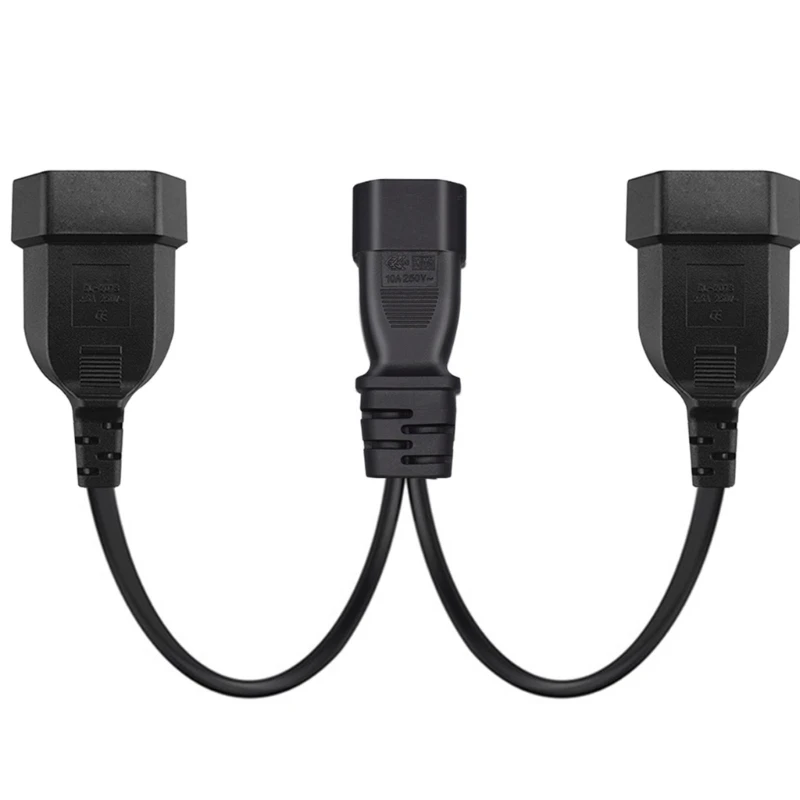 

32cm/1ft IEC320 C14 to Double EU4.0mm Power Cord 1 in 2 Out Y-splitter Adapter Cable Extension Wire Extender Line