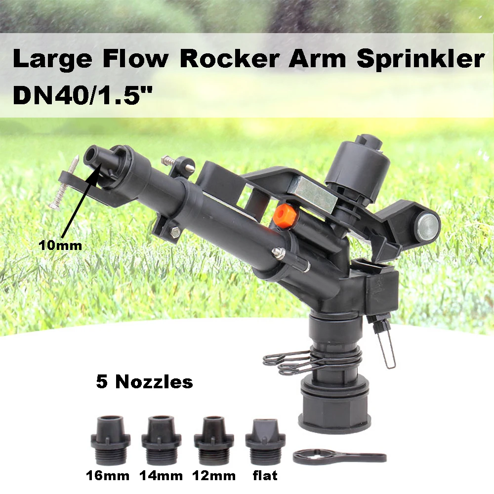 

Plastic Rocker Sprinkler 1.5" DN40 Large Flow Farmland Lawn Spray Construction Site Dust 5 Removal Cooling Sprinkler