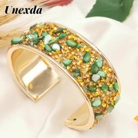 unexda fashion ladies bracelet natural stone rhinestone bangles green jade bangle fine jewelry for women design ethnic bracelet