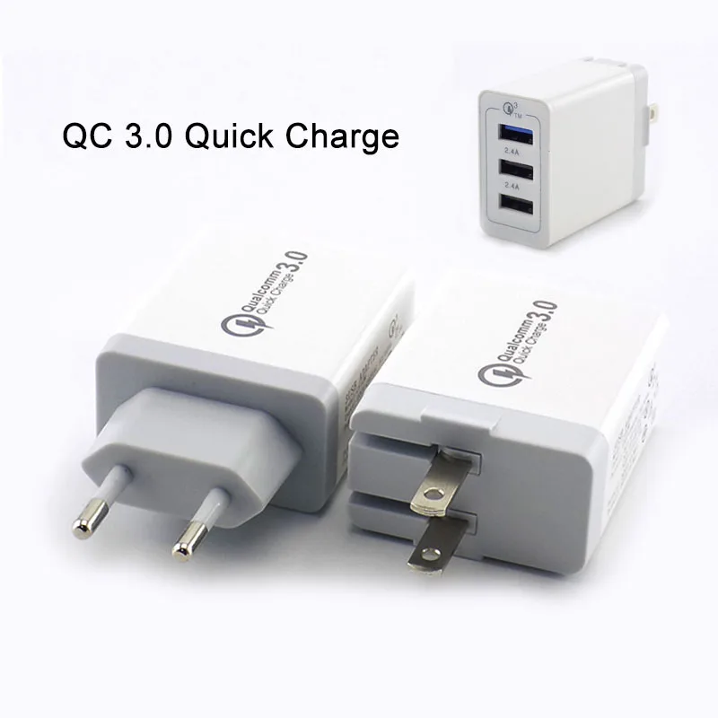 

QC 3.0 Quick Charge Portable 3 Ports USB Charger Power Supply Adapter Bank Phone Wall Desktop Charging EU US Plug L1 D4