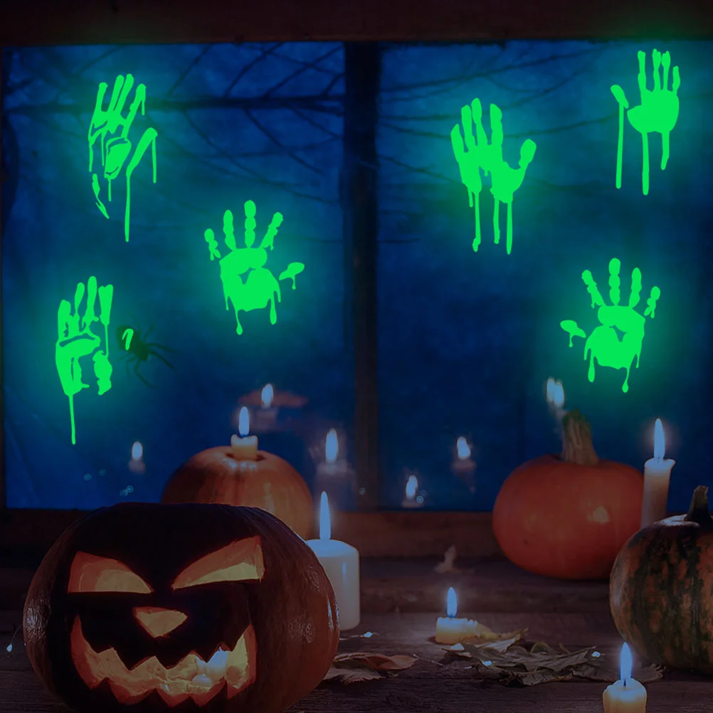 Флуоресцентные наклейки кровавое окно настенная декоративная игрушка Хэллоуин
