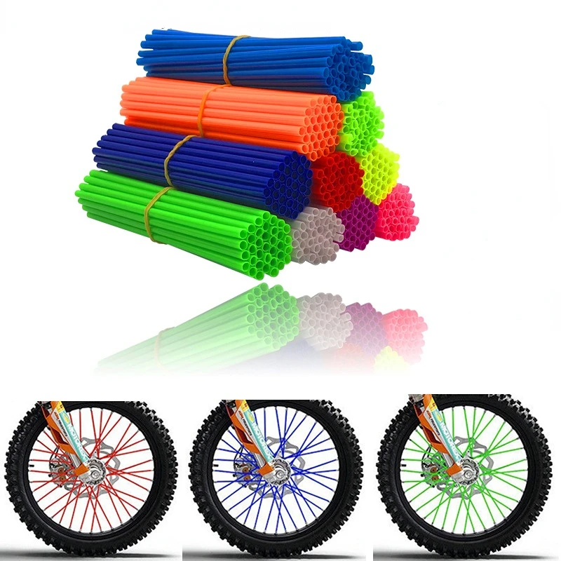 

Motorcycle Dirt Bike Universal Wheel Rim Cover Spoke Skins Wrap Tubes Decor Protector 72 Pcs Motorcycle Decorative Accessories