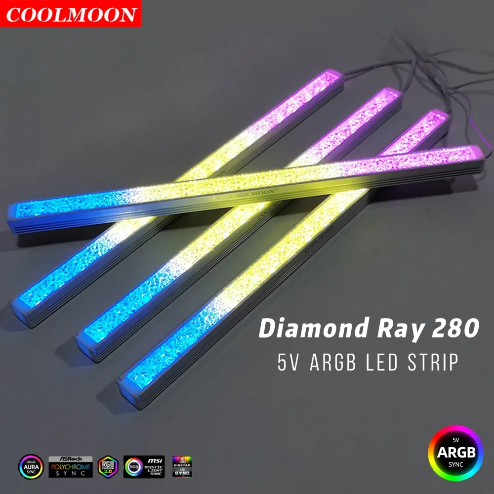 

Coolmoon Diamond Style RGB LED Strip Light PC Computer Case 5V 3Pin ARGB LED Light Strip Mainboard Atmosphere Lamp Accessories