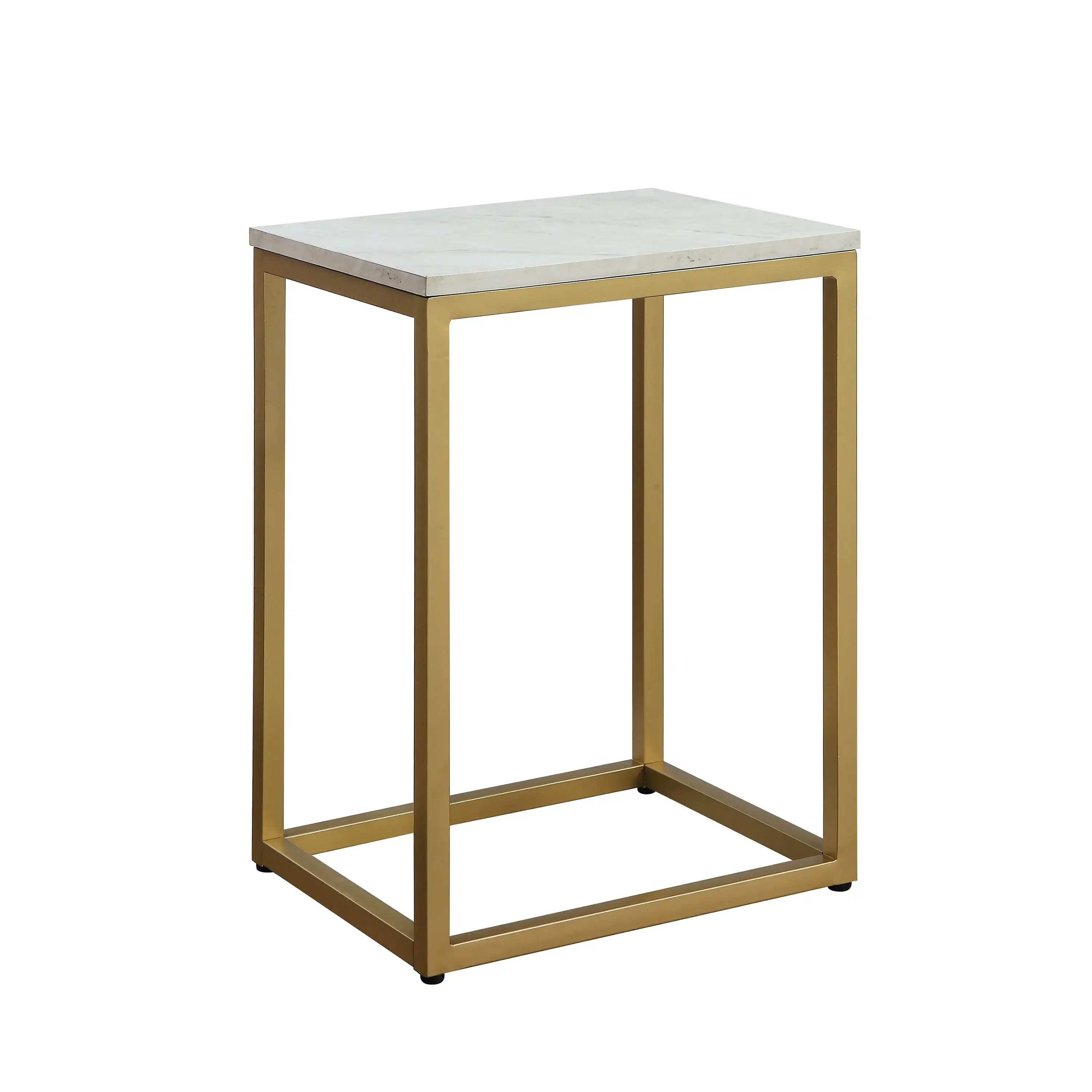 

End Table, White Top with Gold Frame