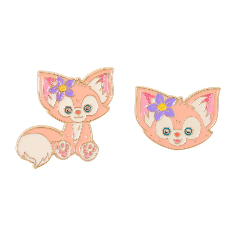 

Mascot Cute Little Pink Fox Brooch Metal Badge Linna Bell Cute Girl Paint Badge Lapel Pins