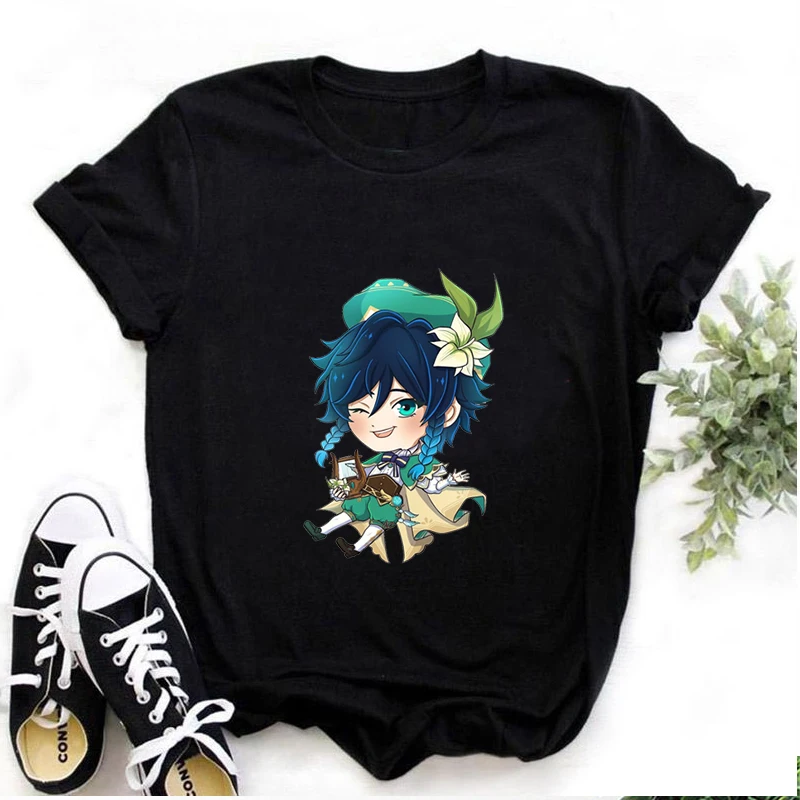 

Genshin Impact Venti Graphic Print T-shirt Kawaii Pattern Casual Unisex Tshirt Summer Streetwear O-Neck Men/Women T Shirt
