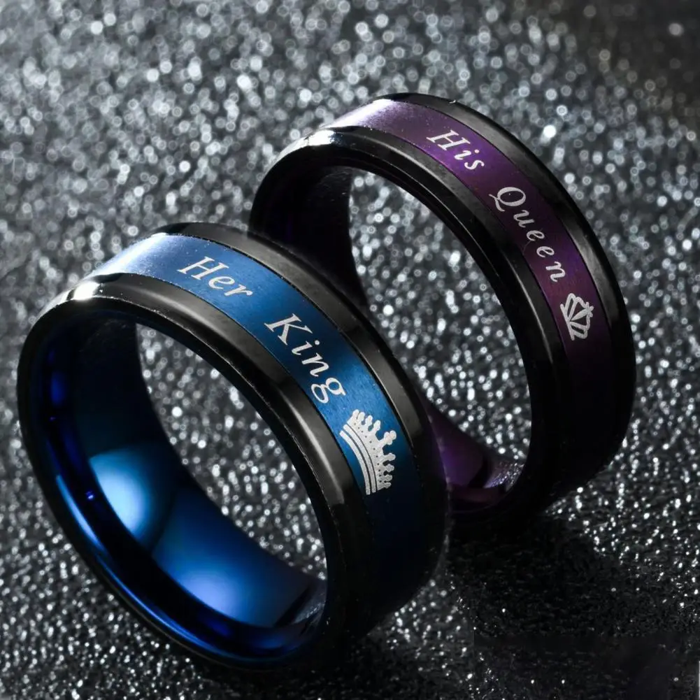 

Couple Ring Letters Polished Finish Jewelry Temperament Bright Luster Finger Ring for Valentines Day