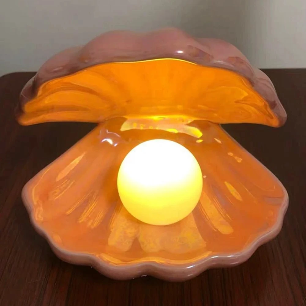 

LED Night Light Shell Lamp Bedside Decorative Nightlight for Home Nursery Shell Pearls Lamps Sleeping Light Living Room Decor