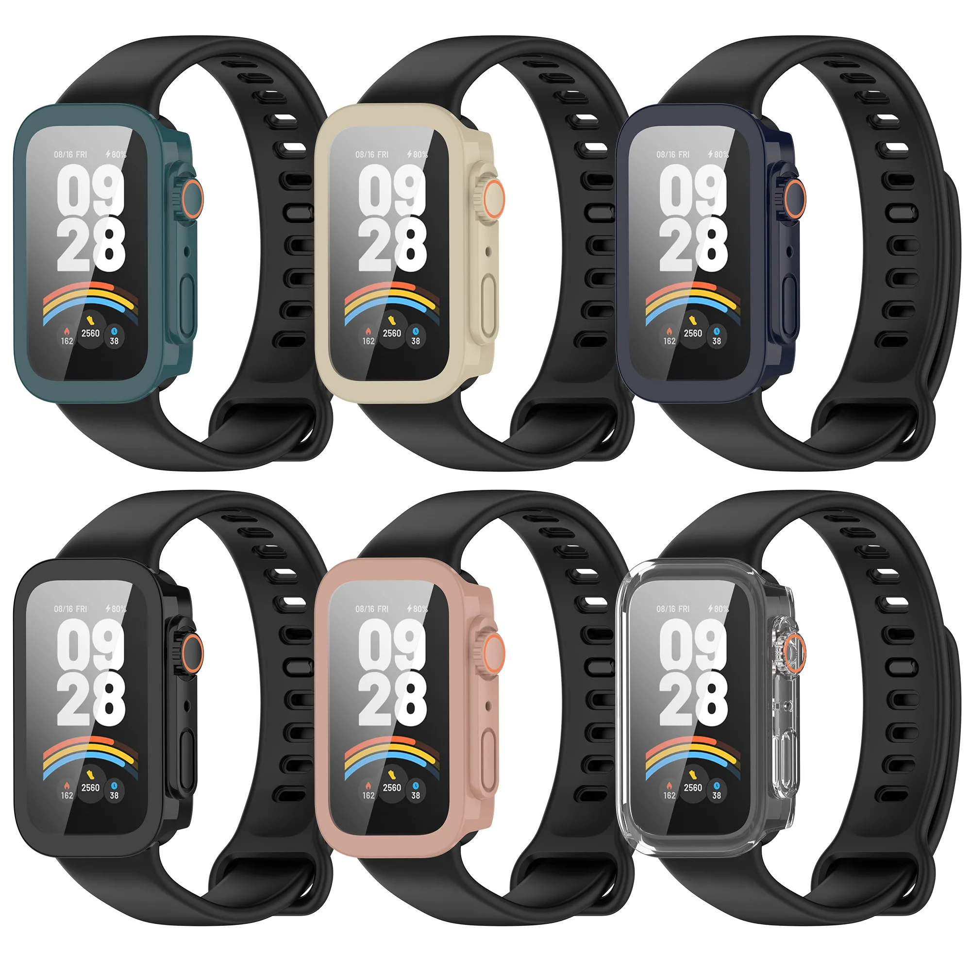 Стекло + чехол для Xiaomi mi Band 9, активные аксессуары, универсальный обновленный бампер для ПК, защитная пленка для экрана Redmi Band 3, чехол (art.: 3920ce11e656d) - 3920ce11e656d