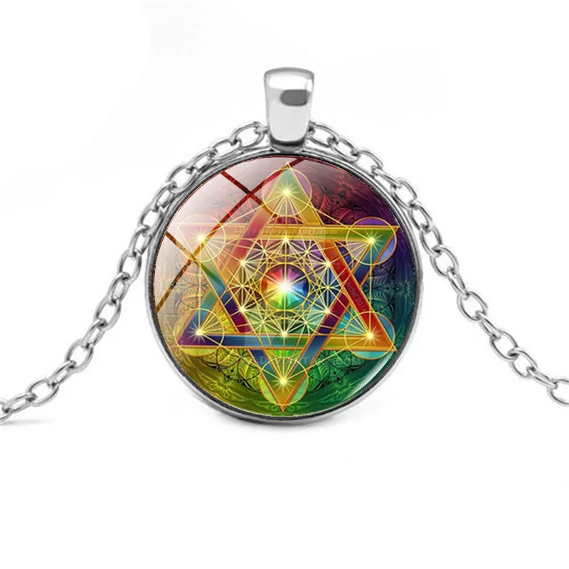

Greek Sacred Geometry Necklace Unique Metatron Cube Flower of Life Chakra Spiritual Pendant Necklace Magic Hexagon Choker Gift