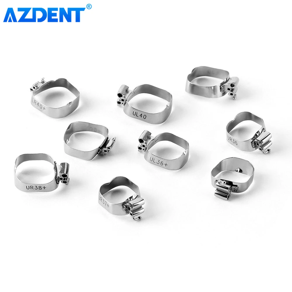

AZDENT 4PCS/Pack Dental Orthodontic Buccal Tube Bands Triple Tubes for 1st Molar Teeth Roth.022 U3/L2 Size 35#-40#+ Convertible