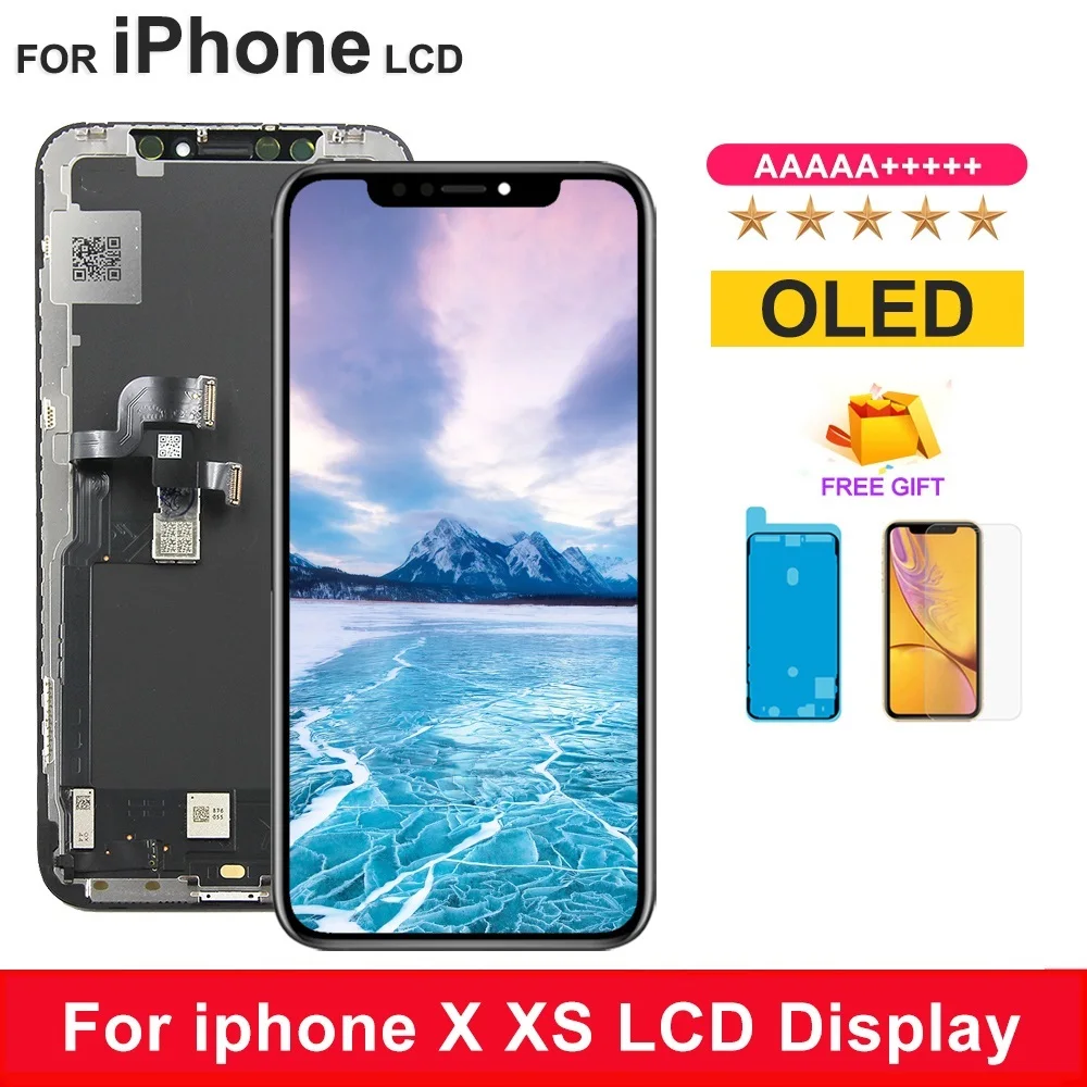 

OLED-дисплей для iPhone X, ЖК-дисплей, сенсорный экран, дигитайзер с 3D сенсорным экраном для iPhone XS, ЖК-экран, сменный дисплей, высокое качество