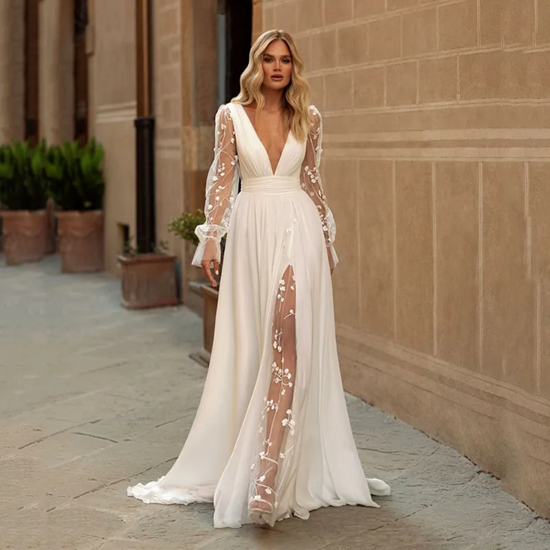 

White A-Line Wedding Dresses Boho Off The Shoulder Bridal Dress Elegant Princess For Women Customize To Measures Elegant Robe