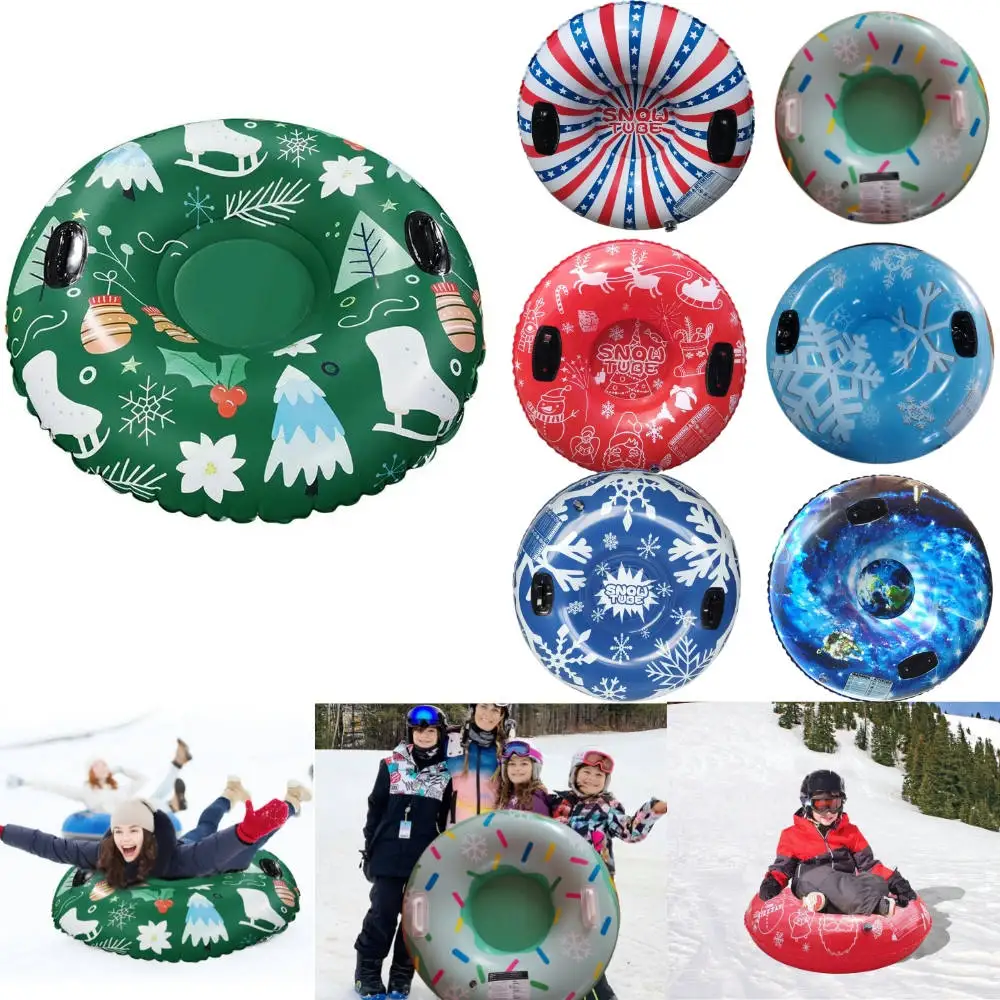 

Inflatable Snow Tubes Sleigh Circle Tube Wear-Resistant Thickened Handle Skiing Circle Rings for Winter Activity