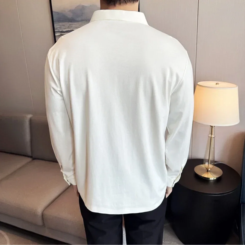 Специальная рубашка поло с V-образным вырезом и длинными рукавами Мужская