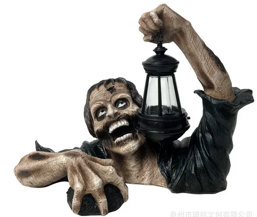 

Lantern zombie garden landscape decoration home desktop personalized realistic HORROR ZOMBIE figure sculpture Halloween Decora