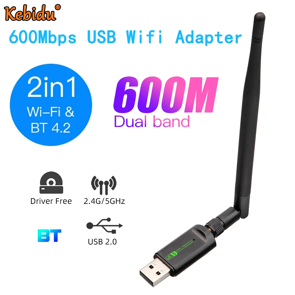 2.4G 5GHz Dual Band RTL8811CU Dongle Driver Free 600Mbps Wifi Adapter Wireless Mini USB Bluetooth Receiver For Laptop Desktop PC