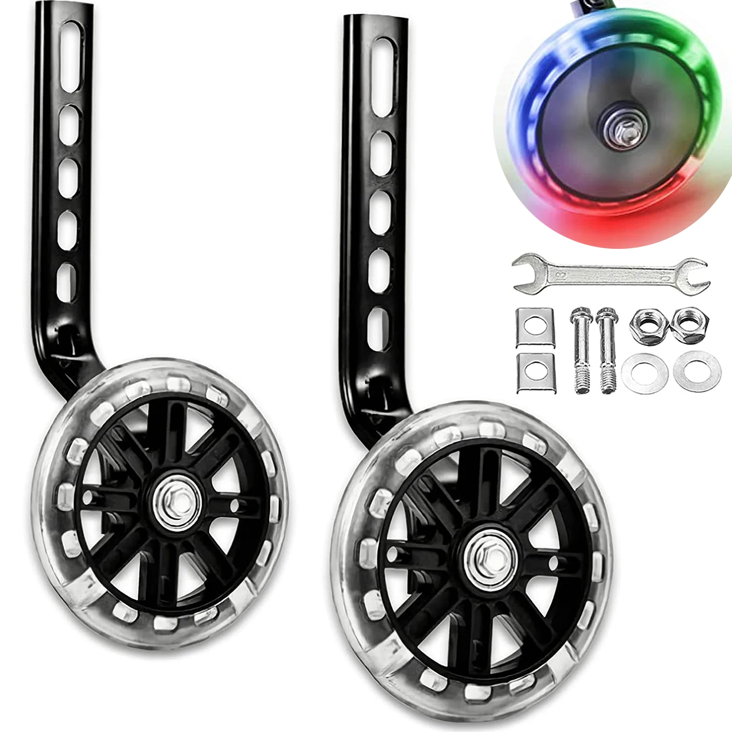 

1 Pair Training Wheels for Bike,Compatible for 12/14/16/18/20 inch Kids Assist Safety Flash Wheel